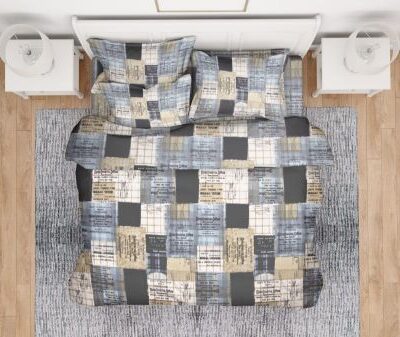 DIMcol ΠΑΠΛΩΜΑΤΟΘΗΚΗ ΕΜΠΡΙΜΕ Squares 01 220Χ240 Flannel cotton 100%