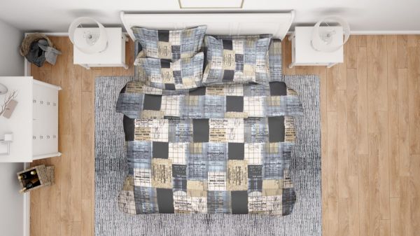 DIMcol ΠΑΠΛΩΜΑΤΟΘΗΚΗ ΕΜΠΡΙΜΕ Squares 01 220Χ240 Flannel cotton 100%