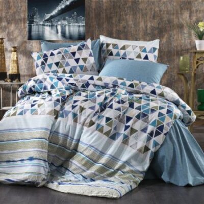 DIMcol ΣΕΝΤΟΝΙΑ ΕΜΠΡΙΜΕ ΣΕΤ 4 τεμ   Ναυσικά 346 220Χ240 Sky navy blue Cott/Pol 70/30