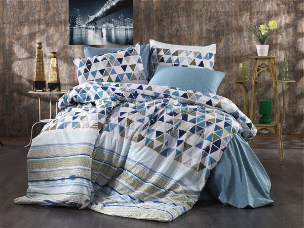 DIMcol ΣΕΝΤΟΝΙΑ ΕΜΠΡΙΜΕ ΣΕΤ 4 τεμ Ναυσικά 346 220Χ240 Sky navy blue Cott/Pol 70/30