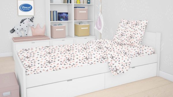 DIMcol ΠΑΠΛΩΜΑ ΕΜΠΡΙΜΕ kids Butterfly 61 160Χ240 Coral Cotton 100%