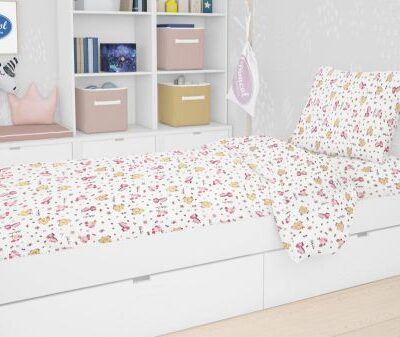 DIMcol ΠΑΠΛΩΜΑ ΕΜΠΡΙΜΕ kids Elephant 172 160Χ240 Pink Cotton 100%