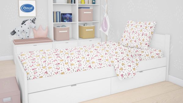 DIMcol ΠΑΠΛΩΜΑ ΕΜΠΡΙΜΕ kids Elephant 172 160Χ240 Pink Cotton 100%