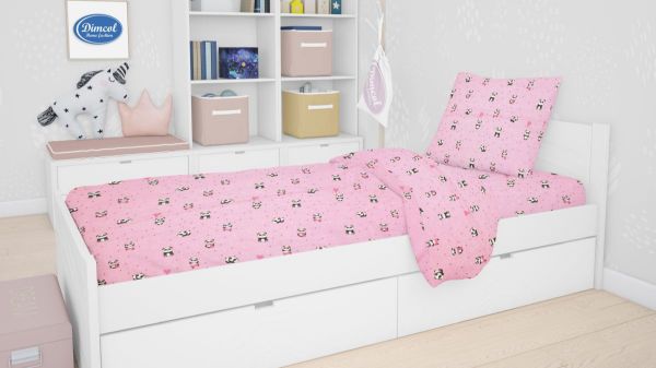 DIMcol ΠΑΠΛΩΜΑ ΕΜΠΡΙΜΕ kids PANDA 111 160Χ240 Pink Cotton 100%