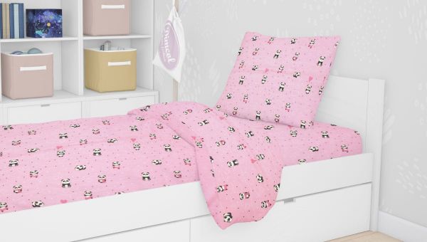 DIMcol ΠΑΠΛΩΜΑ ΕΜΠΡΙΜΕ kids PANDA 111 160Χ240 Pink Cotton 100% - Image 2