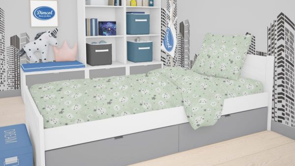 DIMcol ΠΑΠΛΩΜΑ ΕΜΠΡΙΜΕ kids Smile 80 160Χ240 Green Cotton 100%