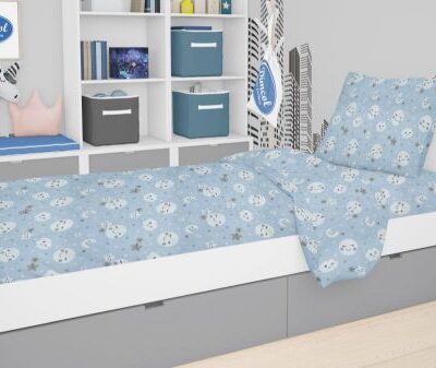DIMcol ΠΑΠΛΩΜΑ ΕΜΠΡΙΜΕ kids Smile 81 160Χ240 Blue Cotton 100%