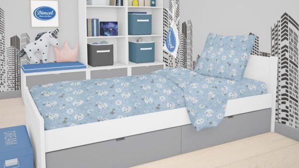 DIMcol ΠΑΠΛΩΜΑ ΕΜΠΡΙΜΕ kids Smile 81 160Χ240 Blue Cotton 100%