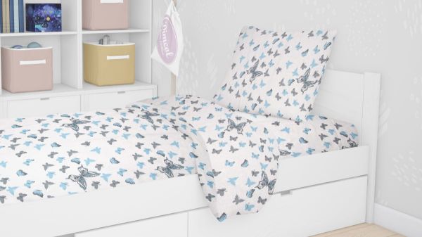 DIMcol ΠΑΠΛΩΜΑΤΟΘΗΚΗ ΕΜΠΡΙΜΕ kids Butterfly 56 160Χ240 Sky blue Cotton 100% - Image 2