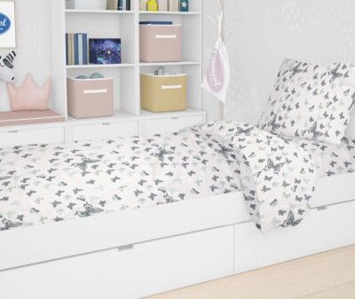 DIMcol ΠΑΠΛΩΜΑΤΟΘΗΚΗ ΕΜΠΡΙΜΕ kids Butterfly 57 160Χ240 Green Cotton 100%