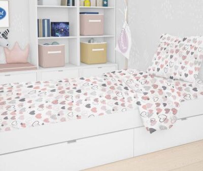 DIMcol ΠΑΠΛΩΜΑΤΟΘΗΚΗ ΕΜΠΡΙΜΕ kids Hearts 09 160Χ240 Coral Cotton 100%