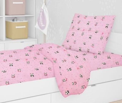 DIMcol ΠΑΠΛΩΜΑΤΟΘΗΚΗ ΕΜΠΡΙΜΕ kids PANDA 111 160Χ240 Pink Cotton 100% - Image 2