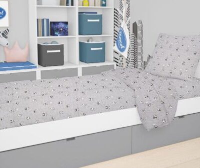 DIMcol ΠΑΠΛΩΜΑΤΟΘΗΚΗ ΕΜΠΡΙΜΕ kids PANDA 112 160Χ240 Grey-Green Cotton 100%