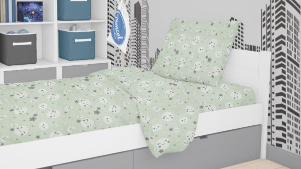 DIMcol ΠΑΠΛΩΜΑΤΟΘΗΚΗ ΕΜΠΡΙΜΕ kids Smile 80 160Χ240 Green Cotton 100% - Image 2