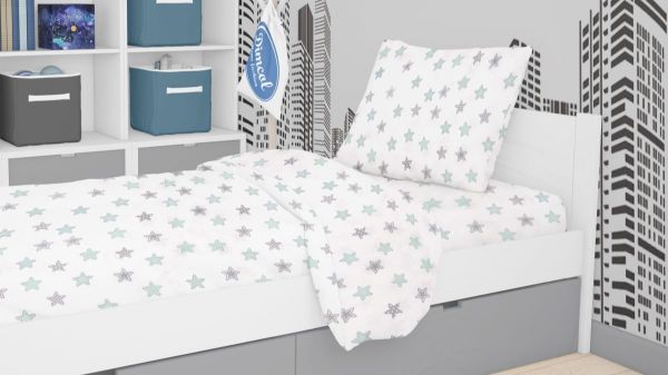 DIMcol ΠΑΠΛΩΜΑΤΟΘΗΚΗ ΕΜΠΡΙΜΕ kids Star 101 160Χ240 Green Cotton 100% - Image 2