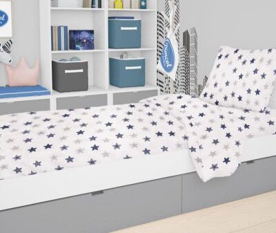 DIMcol ΠΑΠΛΩΜΑΤΟΘΗΚΗ ΕΜΠΡΙΜΕ kids Star 102 160Χ240 Blue Cotton 100%