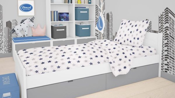 DIMcol ΠΑΠΛΩΜΑΤΟΘΗΚΗ ΕΜΠΡΙΜΕ kids Star 102 160Χ240 Blue Cotton 100%