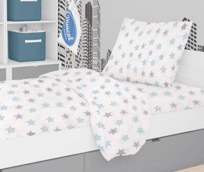 DIMcol ΠΑΠΛΩΜΑΤΟΘΗΚΗ ΕΜΠΡΙΜΕ kids Star 104 160Χ240 Sky blue Cotton 100% - Image 2