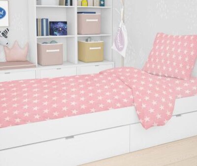DIMcol ΠΑΠΛΩΜΑΤΟΘΗΚΗ ΕΜΠΡΙΜΕ kids Star 32 160Χ240 ΡΟΖ Cotton 100%