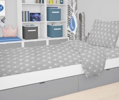 DIMcol ΠΑΠΛΩΜΑΤΟΘΗΚΗ ΕΜΠΡΙΜΕ kids Star 35 160Χ240 ΓΚΡΙ Cotton 100%