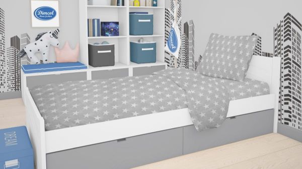 DIMcol ΠΑΠΛΩΜΑΤΟΘΗΚΗ ΕΜΠΡΙΜΕ kids Star 35 160Χ240 ΓΚΡΙ Cotton 100%