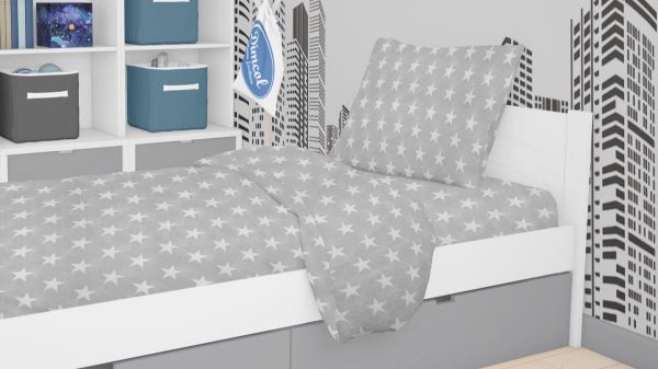 DIMcol ΠΑΠΛΩΜΑΤΟΘΗΚΗ ΕΜΠΡΙΜΕ kids Star 35 160Χ240 ΓΚΡΙ Cotton 100% - Image 2