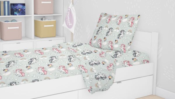 DIMcol ΠΑΠΛΩΜΑΤΟΘΗΚΗ ΕΜΠΡΙΜΕ kids UNICORN 106 160Χ240 Green Cotton 100% - Image 2