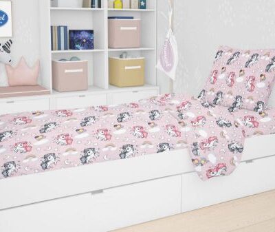DIMcol ΠΑΠΛΩΜΑΤΟΘΗΚΗ ΕΜΠΡΙΜΕ kids UNICORN 107 160Χ240 Lila Cotton 100%