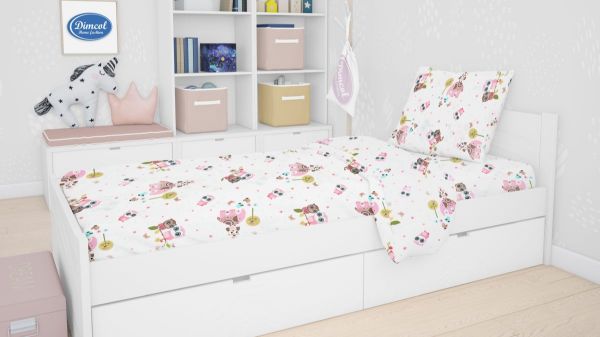 DIMcol ΠΑΠΛΩΜΑΤΟΘΗΚΗ ΕΜΠΡΙΜΕ kids Κουκουβάγια 45 160Χ240 Cotton 100%