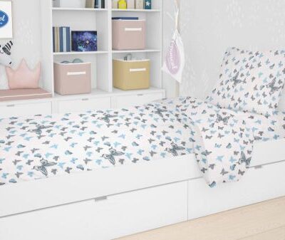 DIMcol ΣΕΝΤΟΝΙΑ ΕΜΠΡΙΜΕ ΣΕΤ 2 τεμ kids Butterfly 56 160Χ240 Sky blue Cotton 100%