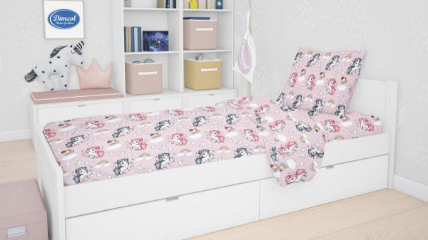 DIMcol ΣΕΝΤΟΝΙΑ ΕΜΠΡΙΜΕ ΣΕΤ 2 τεμ kids UNICORN 107 160Χ240 Lila Cotton 100%