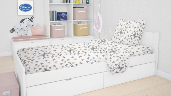 DIMcol ΣΕΝΤΟΝΙΑ ΕΜΠΡΙΜΕ ΣΕΤ 3 τεμ kids Butterfly 55 160Χ240 Beige Cotton 100%