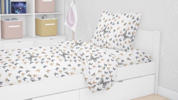 DIMcol ΣΕΝΤΟΝΙΑ ΕΜΠΡΙΜΕ ΣΕΤ 3 τεμ kids Butterfly 55 160Χ240 Beige Cotton 100% - Image 2