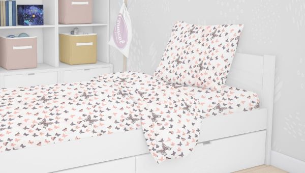 DIMcol ΣΕΝΤΟΝΙΑ ΕΜΠΡΙΜΕ ΣΕΤ 3 τεμ kids Butterfly 61 160Χ240 Coral Cotton 100% - Image 2