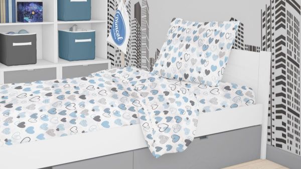 DIMcol ΣΕΝΤΟΝΙΑ ΕΜΠΡΙΜΕ ΣΕΤ 3 τεμ kids Hearts 08 160Χ240 Blue Cotton 100% - Image 2