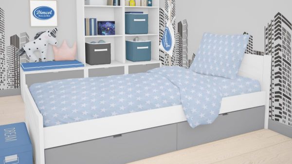 DIMcol ΣΕΝΤΟΝΙΑ ΕΜΠΡΙΜΕ ΣΕΤ 3 τεμ kids Star 33 160Χ240 ΣΙΕΛ Cotton 100%