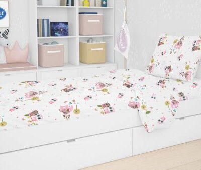 DIMcol ΣΕΝΤΟΝΙΑ ΕΜΠΡΙΜΕ ΣΕΤ 3 τεμ kids Κουκουβάγια 45 160Χ240  Cotton 100%