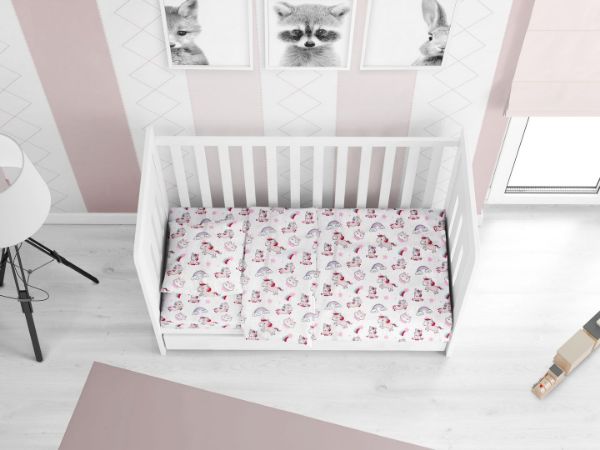 DIMcol ΠΑΠΛΩΜΑ ΕΜΠΡΙΜΕ bebe Unicorn 108 120Χ160 White-Pink Cotton 100%