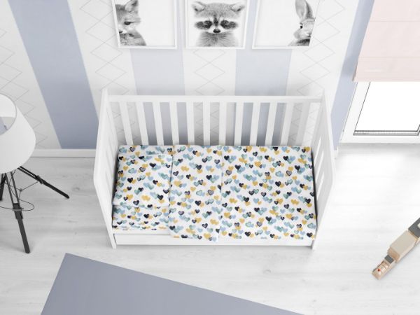 DIMcol ΣΕΝΤΟΝΙΑ ΕΜΠΡΙΜΕ ΣΕΤ 3 τεμ bebe Hearts 11 120Χ160 Grey-Green Cotton 100%