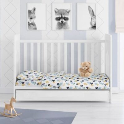DIMcol ΣΕΝΤΟΝΙΑ ΕΜΠΡΙΜΕ ΣΕΤ 3 τεμ bebe Hearts 11 120Χ160 Grey-Green Cotton 100% - Image 2