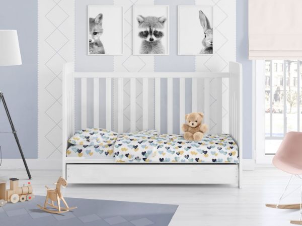 DIMcol ΣΕΝΤΟΝΙΑ ΕΜΠΡΙΜΕ ΣΕΤ 3 τεμ bebe Hearts 11 120Χ160 Grey-Green Cotton 100% - Image 2