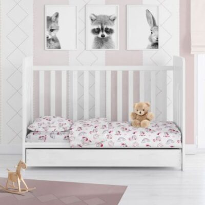 DIMcol ΣΕΝΤΟΝΙΑ ΕΜΠΡΙΜΕ ΣΕΤ 3 τεμ bebe Unicorn 108 120Χ160 White-Pink Cotton 100% - Image 2