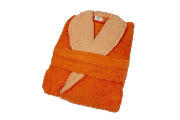 DIMcol ΜΠΟΥΡΝΟΥΖΙ Cotton 100% L με γιακά Διχρωμο 450 gsm 02 Orange - Image 2