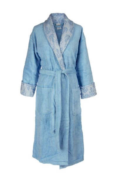 DIMcol ΜΠΟΥΡΝΟΥΖΙ Cotton 100% L με γιακά Ζακάρ φάσα 450 gsm 01 Sky blue