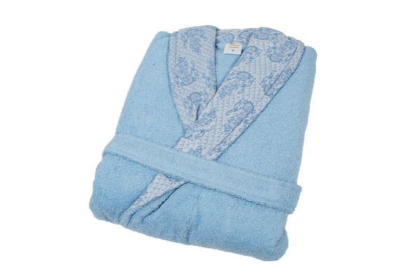 DIMcol ΜΠΟΥΡΝΟΥΖΙ Cotton 100% L με γιακά Ζακάρ φάσα 450 gsm 01 Sky blue - Image 2