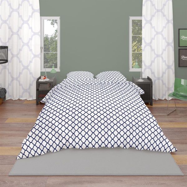 DIMcol ΠΑΠΛΩΜΑ ΕΜΠΡΙΜΕ Windows 176 220Χ240 White-Dark blue Cotton 100%