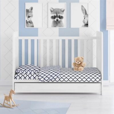 DIMcol ΣΕΝΤΟΝΙΑ ΕΜΠΡΙΜΕ ΣΕΤ 3 τεμ bebe Windows 176 120Χ160 White-Dark blue Cotton 100% - Image 2