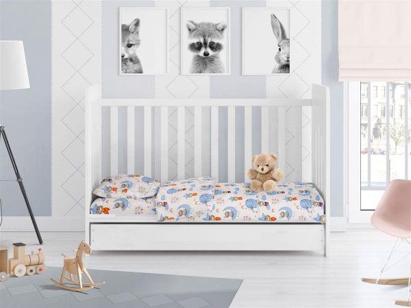 DIMcol ΣΕΝΤΟΝΙΑ ΕΜΠΡΙΜΕ ΣΕΤ 3 τεμ bebe Reach the stars 191 120Χ160 Sky blue Cotton 100%