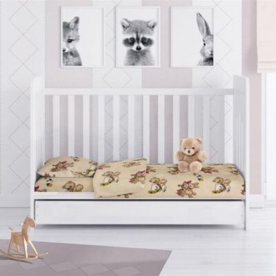 DIMcol ΠΑΠΛΩΜΑ ΕΜΠΡΙΜΕ bebe Little Brothers 149 120Χ160 Beige Flannel Cotton 100%