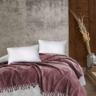 DIMcol ΚΟΥΒΕΡΤΑ ΠΙΚΕ Jacquard 220Χ240 Bordeaux Cotton 100%